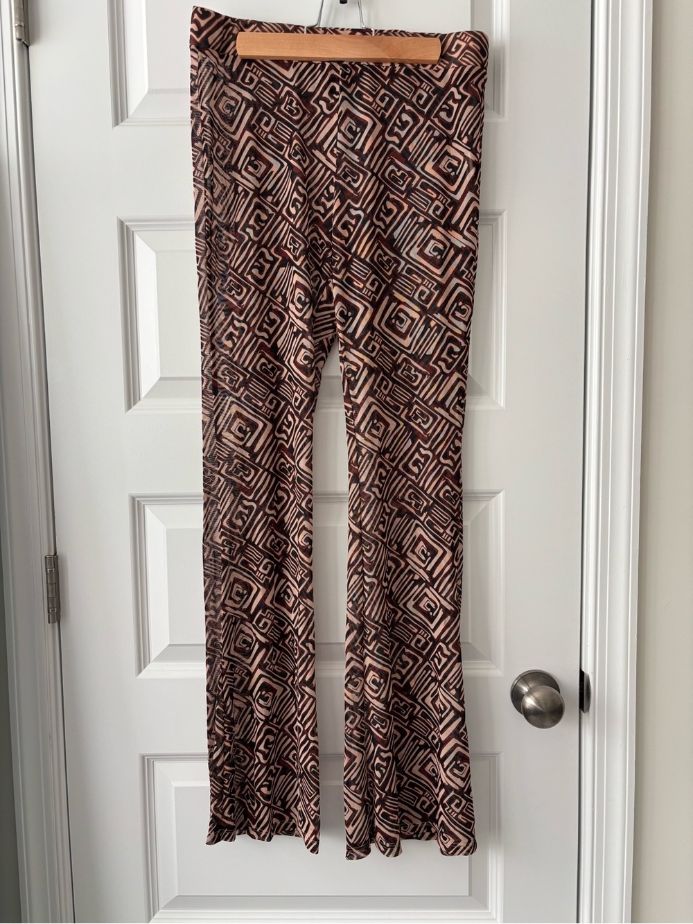 SHEIN X Geometric Print Mesh Boot-Cut Pants Size L